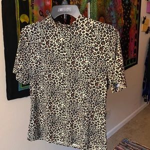 Short Sleeve Cheetah Print Top